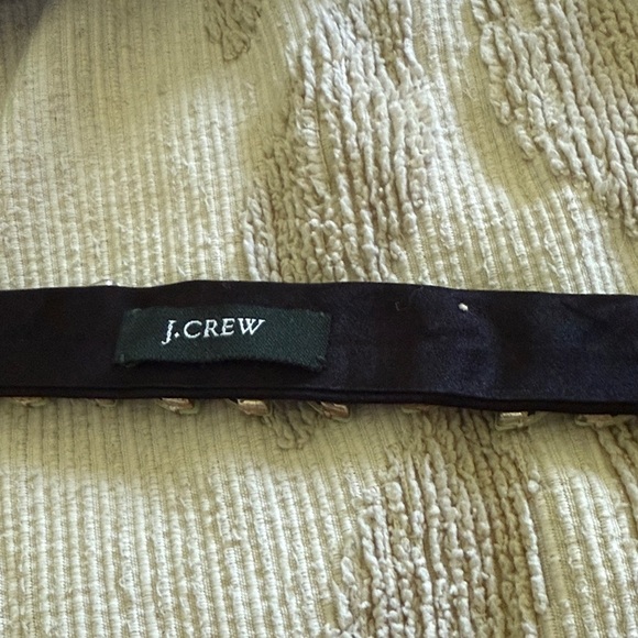 J. Crew Black Silk Tie Belt or Headband with Green Accents - Picture 4 of 5